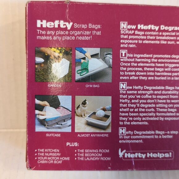 Hefty Degradable Scrap Bags New Open Box Of 26 Bags Vintage 80s Trash Waste - Picture 6 of 8